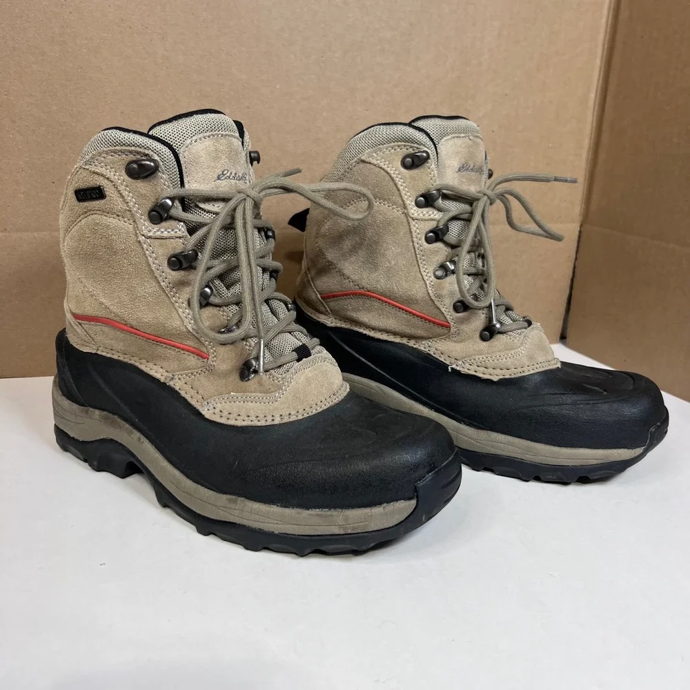 Eddie Bauer Mens Thinsulate Winter Hiking Boots Tan Black Size 9